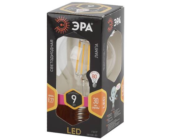 Лампа светодиодная Эра E27 9W 2700K F-LED A60-9W-827-E27 Б0043433, изображение 4