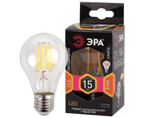 Лампа светодиодная Эра E27 15W 2700K F-LED A60-15W-827-E27 Б0046981