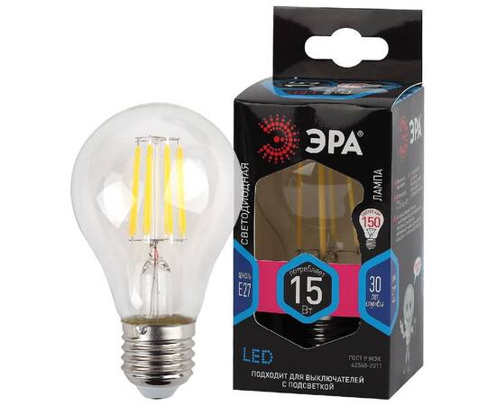 Лампа светодиодная Эра E27 15W 4000K F-LED A60-15W-840-E27 Б0046983