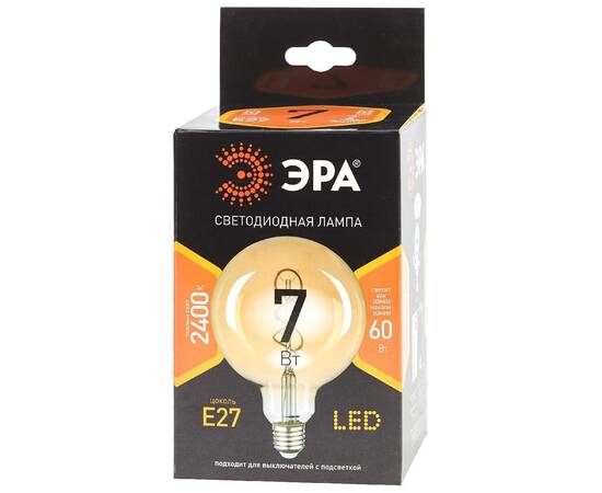 Лампа светодиодная Эра E27 7W 2400K F-LED G95-7W-824-E27 spiral gold Б0047663, изображение 3
