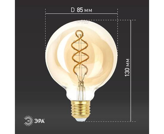 Лампа светодиодная Эра E27 7W 2400K F-LED G95-7W-824-E27 spiral gold Б0047663, изображение 6