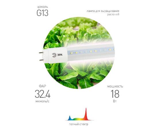 Фитолампа для растений светодиодная Эра G13 18W 1200K FITO-18W-Ra90-Т8-G13-NL Б0042987, изображение 3