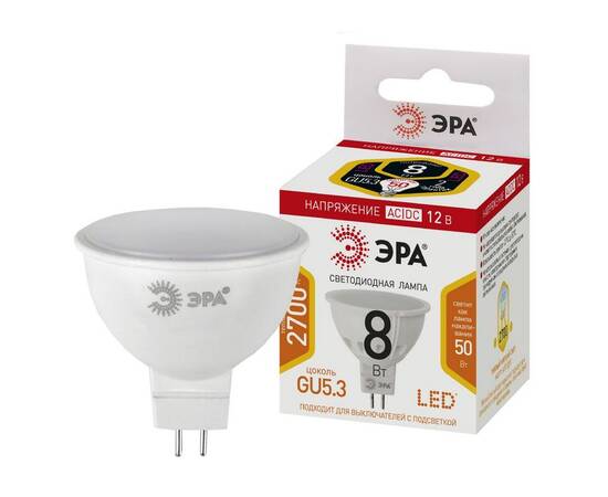 Лампа светодиодная Эра GU5.3 8W 2700K LED MR16-8W-12V-827-GU5.3 Б0049093, изображение 2