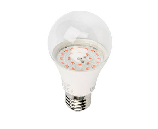 Лампа светодиодная для растений (09645) Uniel E27 9W прозрачная LED-A60-9W/SP/E27/CL ALM01WH, изображение 2