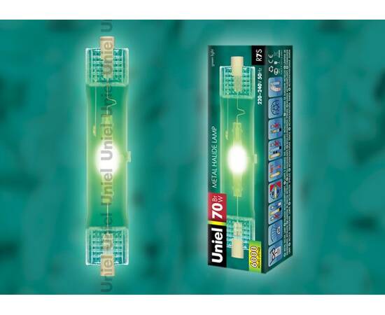 Лампа металлогалогенная линейная (04848) Uniel R7s 70W прозрачная MH-DE-70/GREEN/R7s