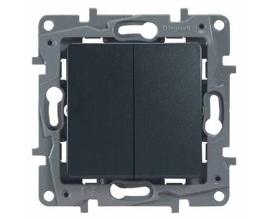 Переключатель двухклавишный Legrand Etika 10A 250V антрацит 672612