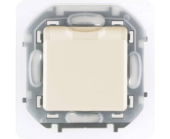 Розетка 2К+З IP 44 с откидной крышкой и шторками - немецкий стандарт - 16 А - 250 В~ - INSPIRIA - слоновая кость