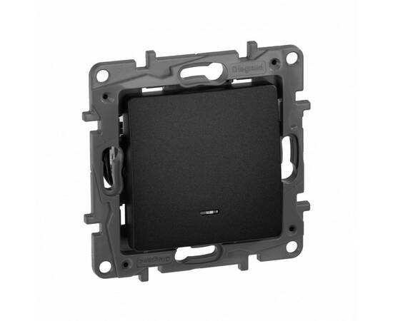 Выключатель 1-но клавишный с подсветкой, антрацит