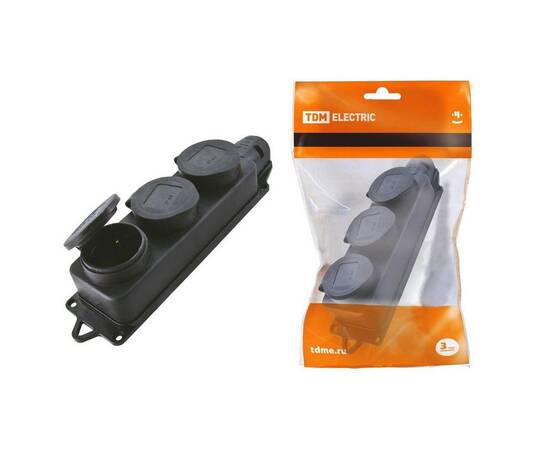 Розетка тройная 2P+PE TDM Electric с заглушками SQ0612-0008