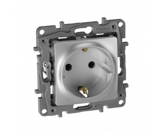 Розетка 2К+З Legrand Etika 16A 250V немецкий стандарт алюминий 672421