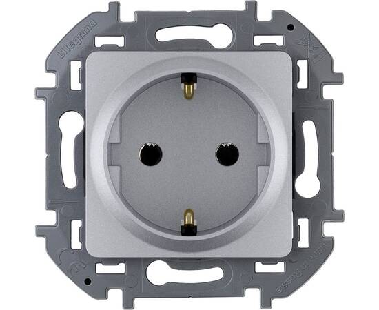 Розетка 2К+З - немецкий стандарт - 16 А - 250 В~ - INSPIRIA - алюминий