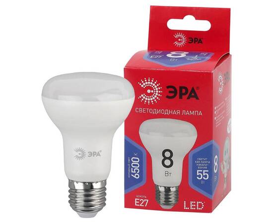 Лампа светодиодная Эра E27 8W 6500K LED R63-8W-865-E27 R Б0045336