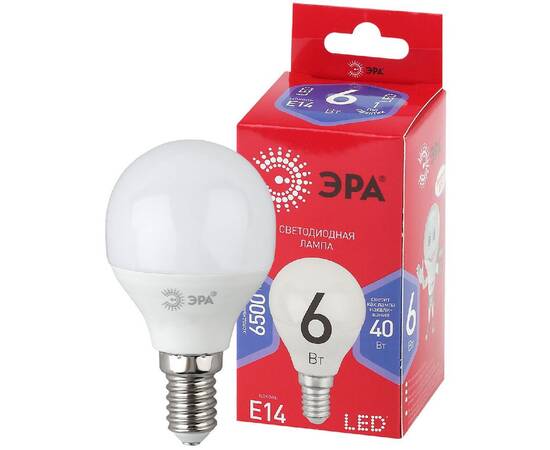 Лампа светодиодная Эра E14 6W 6500K LED P45-6W-865-E14 R Б0045356
