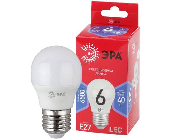 Лампа светодиодная Эра E27 6W 6500K LED P45-6W-865-E27 R Б0045357