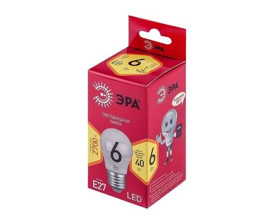 Лампа светодиодная Эра E27 6W 2700K LED P45-6W-827-E27 R Б0049643, изображение 2