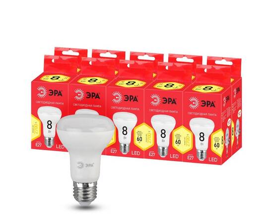 Лампа светодиодная Эра E27 8W 2700K LED R63-8W-827-E27 R Б0050701, изображение 5