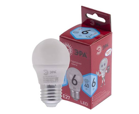 Лампа светодиодная Эра E27 6W 4000K LED P45-6W-840-E27 R Б0049644