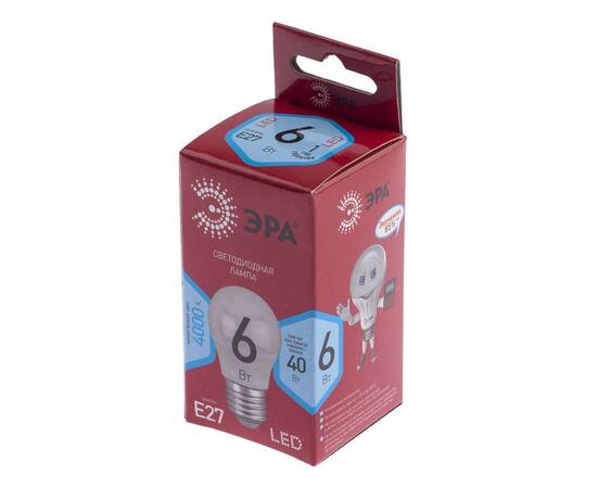 Лампа светодиодная Эра E27 6W 4000K LED P45-6W-840-E27 R Б0049644, изображение 3