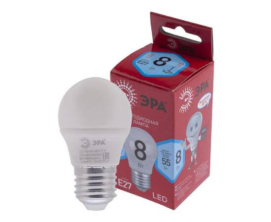 Лампа светодиодная Эра E27 8W 4000K LED P45-8W-840-E27 R Б0049645