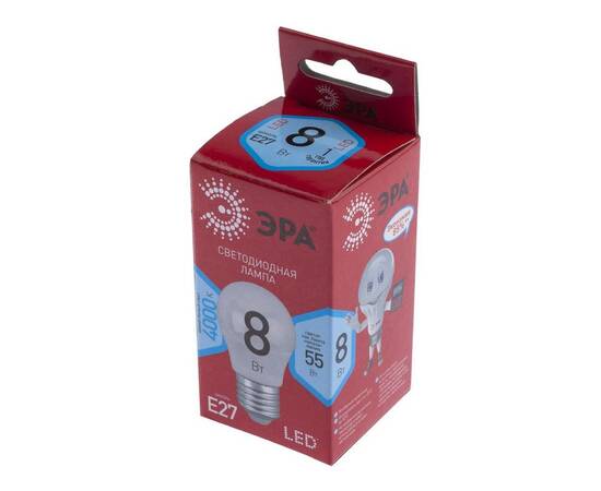 Лампа светодиодная Эра E27 8W 4000K LED P45-8W-840-E27 R Б0049645, изображение 3