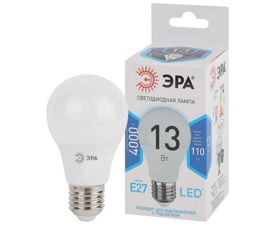 Лампа светодиодная Эра E27 13W 4000K LED A60-13W-840-E27 Б0020537, изображение 2
