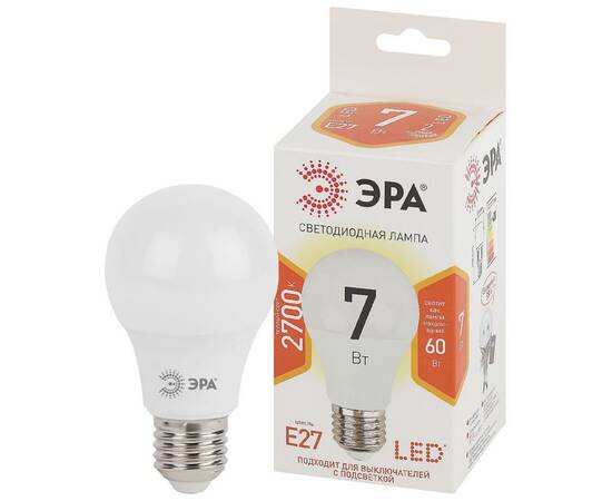 Лампа светодиодная Эра E27 7W 2700K LED A60-7W-827-E27 Б0029819, изображение 2