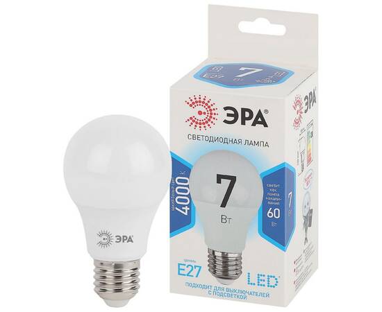 Лампа светодиодная Эра E27 7W 4000K LED A60-7W-840-E27 Б0029820, изображение 2