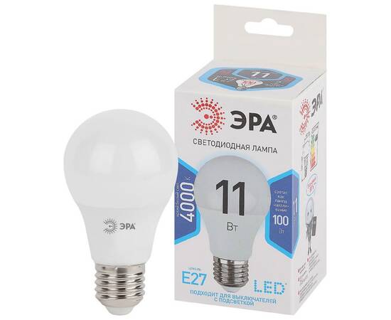 Лампа светодиодная Эра E27 11W 4000K LED A60-11W-840-E27 Б0029821, изображение 2