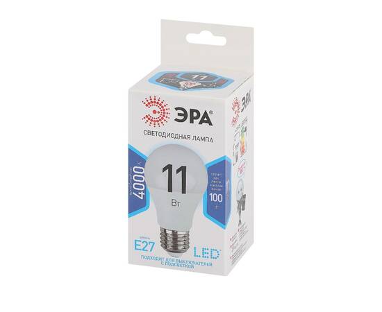 Лампа светодиодная Эра E27 11W 4000K LED A60-11W-840-E27 Б0029821, изображение 3