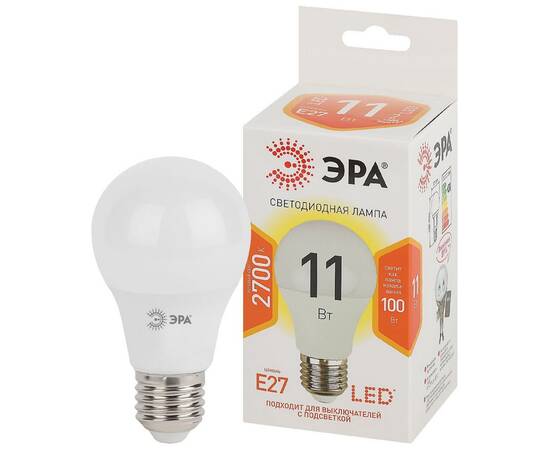Лампа светодиодная Эра E27 11W 2700K LED A60-11W-827-E27 Б0030910, изображение 2