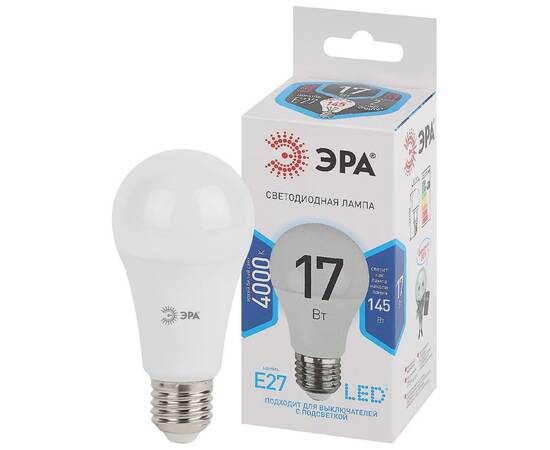 Лампа светодиодная Эра E27 17W 4000K LED A60-17W-840-E27 Б0031700, изображение 3