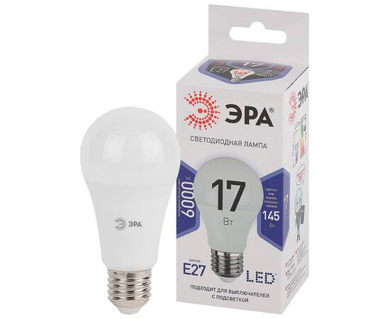 Лампа светодиодная Эра E27 17W 6000K LED A60-17W-860-E27 Б0031701, изображение 3