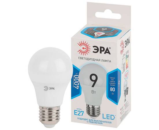 Лампа светодиодная Эра E27 9W 4000K LED A60-9W-840-E27 Б0032247, изображение 3