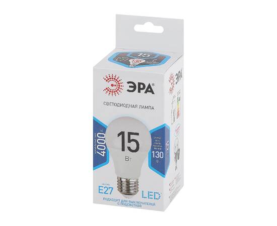 Лампа светодиодная Эра E27 15W 4000K LED A60-15W-840-E27 Б0033183, изображение 3