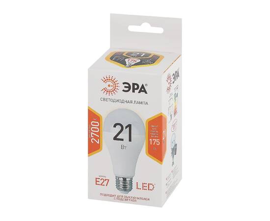 Лампа светодиодная Эра E27 21W 2700K LED A65-21W-827-E27 Б0035331, изображение 3