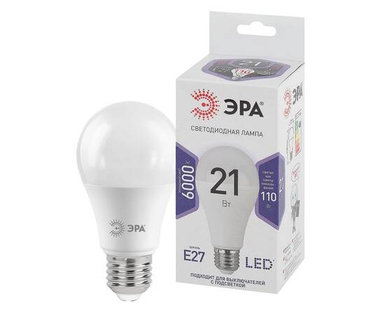 Лампа светодиодная Эра E27 21W 6000K LED A65-21W-860-E27 Б0035333, изображение 2