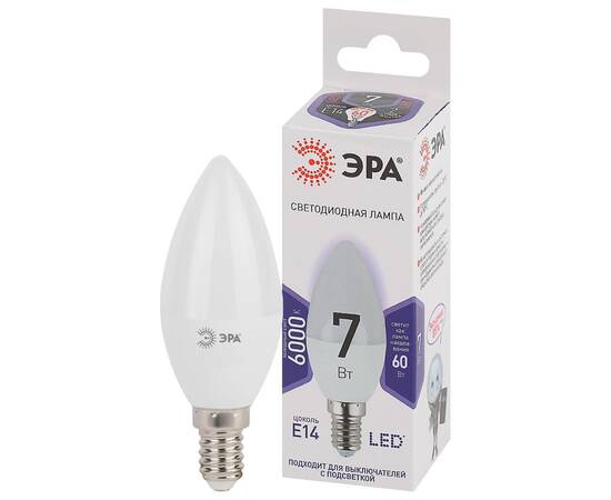 Лампа светодиодная Эра E14 7W 6000K LED B35-7W-860-E14 Б0031400, изображение 3