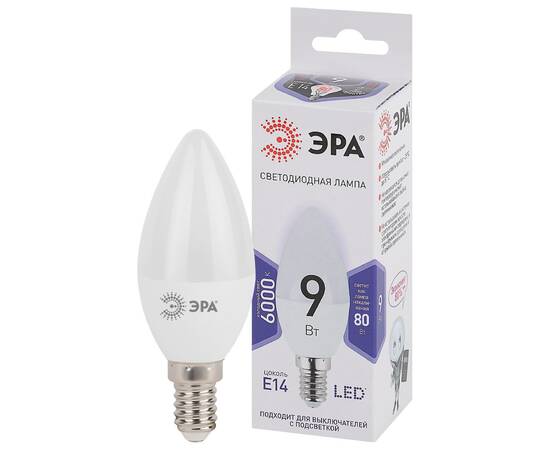 Лампа светодиодная Эра E14 9W 6000K LED B35-9W-860-E14 Б0031403, изображение 5