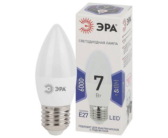 Лампа светодиодная Эра E27 7W 6000K LED B35-7W-860-E27 Б0031413, изображение 2