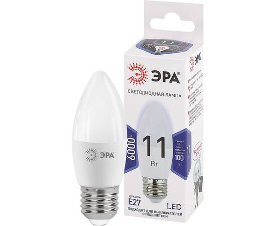 Лампа светодиодная Эра E27 11W 6000K LED B35-11W-860-E27 Б0032985