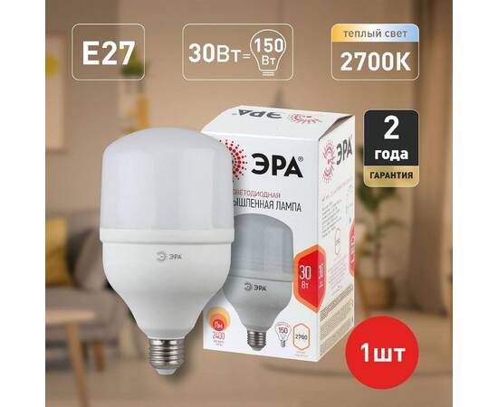 Лампа светодиодная Эра E27 30W 2700K LED POWER T100-30W-2700-E27 Б0027002, изображение 5