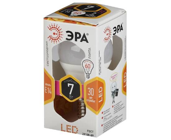 Лампа светодиодная Эра E14 7W 2700K LED P45-7W-827-E14 Б0020548, изображение 3