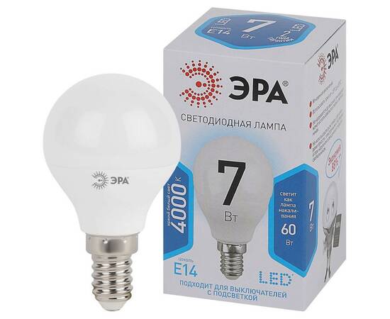 Лампа светодиодная Эра E14 7W 4000K LED P45-7W-840-E14 Б0020551, изображение 2