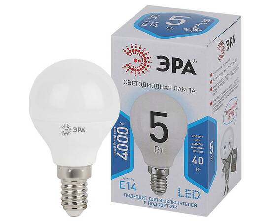 Лампа светодиодная Эра E14 5W 4000K LED P45-5W-840-E14 Б0028487, изображение 2