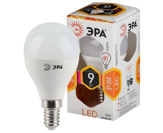 Лампа светодиодная Эра E14 9W 2700K LED P45-9W-827-E14 Б0029041