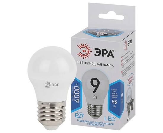 Лампа светодиодная Эра E27 9W 4000K LED P45-9W-840-E27 Б0029044, изображение 2