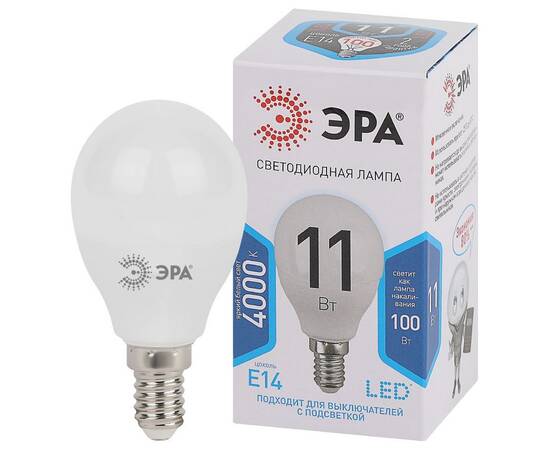 Лампа светодиодная Эра E14 11W 4000K LED P45-11W-840-E14 Б0032988, изображение 2