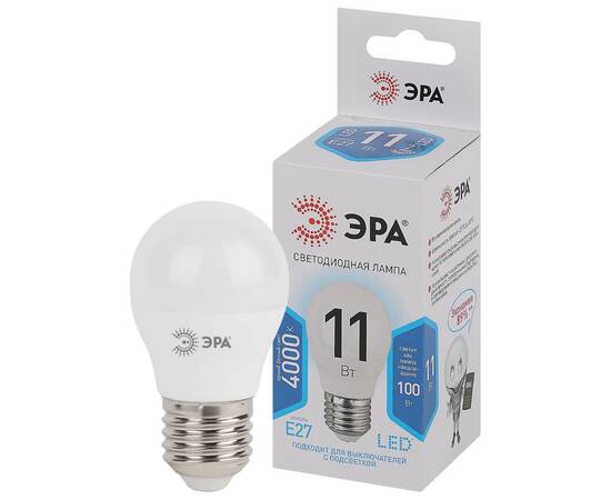 Лампа светодиодная Эра E27 11W 4000K LED P45-11W-840-E27 Б0032989, изображение 2