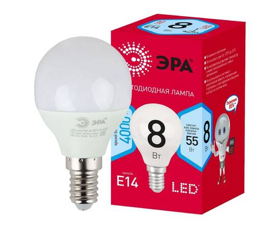 Лампа светодиодная Эра E14 8W 4000K LED P45-8W-840-E14 R Б0052440, изображение 2
