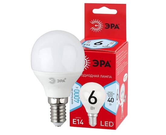 Лампа светодиодная Эра E14 6W 4000K LED P45-6W-840-E14 R Б0052443, изображение 2